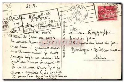 Dinard — A Promenade das Aliadas e a Ponta do Moutinet — A.P. Strasbourg — Verso