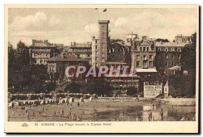 Dinard - A Praia em frente ao Hotel Crystal — editor: Cie. d'Albums des Arts Phonodématiques, Strasbourg — n° 22