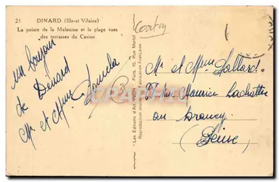 Dinard (Ille-et-Vilaine) — Wyspa Malouine i plaża widziana z tarasów Kasyna — Les Éditions d'Art Wonn, Paryż — Rewers