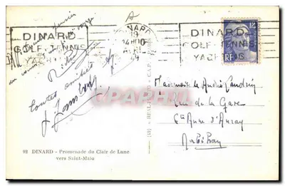Dinard - Promenade du Clair de Lune w kierunku Saint-Malo — wydawca CAP, nr (49) — Rewers