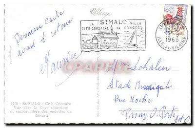 St-Malo — Vista para a Estação Marítima e embarcadouro das lanchas de Dinard — Cap — Verso