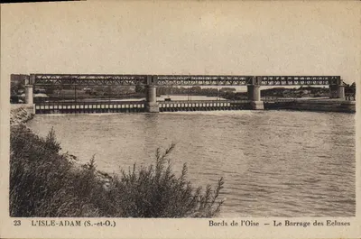 L'ISLE-ADAM (S.-et-O.) — Bordas do rio Oise — O Barragem das Écluses — Editor não identificado, n° 23