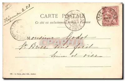 Amiens — Katedra, zdjęcie z lotu ptaka — L. Caron, fot.-wyd., Amiens, n°125 — Rewers