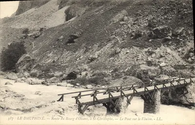 O Ponte sobre o Vénéon — Estrada do Bourg d'Oisans, em St-Christophe — LL