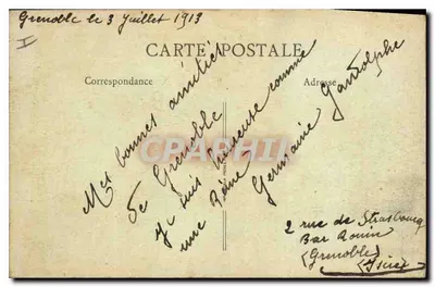 As Margens do Isère, a Ilha do Amor e as Alpes — Grenoble — B. F., Paris — Verso