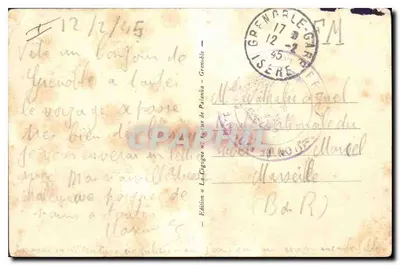Tarjeta postal antigua Grenoble Isère el Teleférico — Reverso