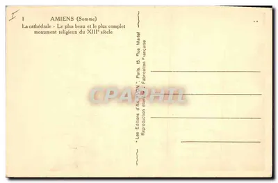 Amiens (Somme) — La catedral — Las Ediciones de Arte 'NON' París — Reverso