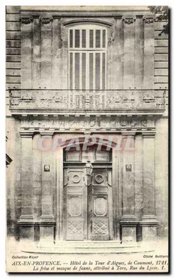 Aix-en-Provence — Hotel de la Tour d'Aigues, frise e máscara de fauna, atribuído a Toro, Rue du Lycée, 1721 — Cliché Guittoro