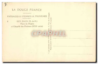 Les Baux (B.-du-R.) — Plein van de Kerk en Kapel van de Penitenten (16e eeuw) — Edities d'Arte YVON, Parijs — Achterkant