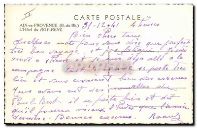 Hotel do Rei René — Aix-en-Provence (Bouches-du-Rhône) — editor não visível — Verso