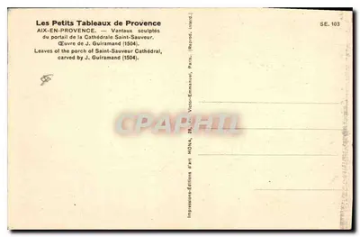 Portale della Cattedrale di San Salviatore ad Aix-en-Provence — opera di J. Guiramand (1504) — editore MONA, serie SE.103 — Verso