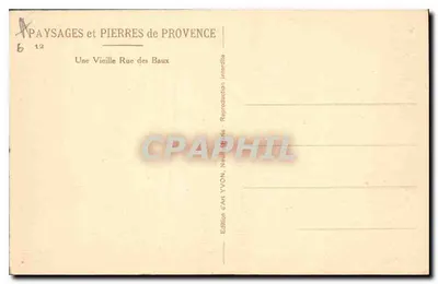 Stara ulica w Baux — Prowansja — Wydawnictwo Art YVON, nr 6 12 — Rewers