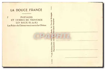 Ruiny zamku (B.-du-R.) — Les Baux-de-Provence — Wydawnictwo Sztuki YVON, Paryż — Rewers