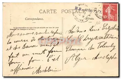 Bilhete postal antigo Environs de Arles Montmajou La Tour — Verso