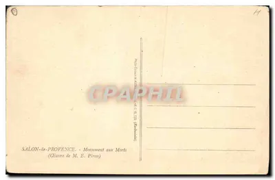 Salon-de-Provence — Monument aos Mortos — obra de M. E. Piron — Verso