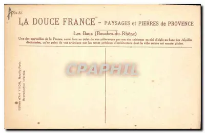 Les Baux (Bouches-du-Rhône) — Paysages et pierres de Provence — Édition d'Art YVON, Neuilly-Paris — Verso