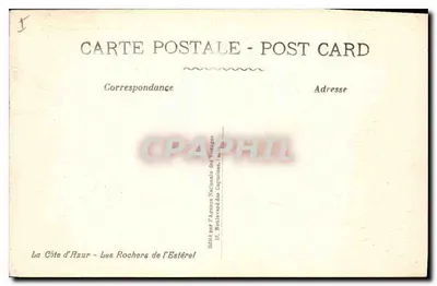 La Côte d'Azur — Les Rochers de l'Estérel — Éditée par l'Agence Nationale des Voyages — Verso