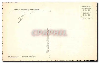 Villefranche — Ruela escura — Editado pela Agência Nacional de Viagens — Verso