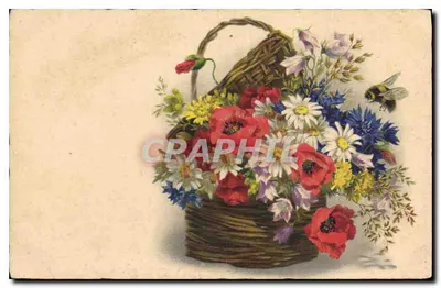 Cesto de flores — com abelha — editor não visível