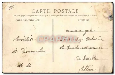 Moinho - Praça d'Allier — Monumento a Allier com igreja — editor Paris — Verso
