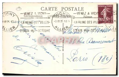 Vichy (Allier) - Pałac Cesarski — wydawca B. P. R. B. nr 57 — Rewers