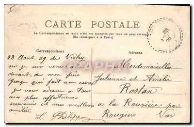 Vichy, a Orangerie — Allier — 286 — editor desconhecido — Verso