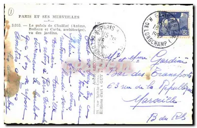 Palácio de Chaillot — vista dos jardins — Éditions d'art Guy — Verso