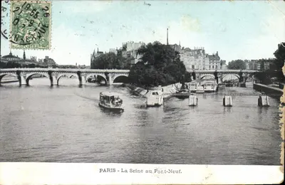 PARIS - A Sena no Port-Neuf — vista do ponte e dos barcos — editor desconhecido, número de série não visível