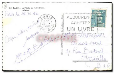 Widok Paryża — Sekwana i mosty — Wydawnictwo Chantal, n°518 — Rewers