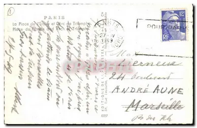 Paryż — Arc de Triomphe — Wydawca Estel — Rewers