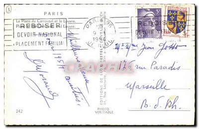 Place du Carrousel i Louvre — widok z powietrza — Estel, n°242 — Rewers