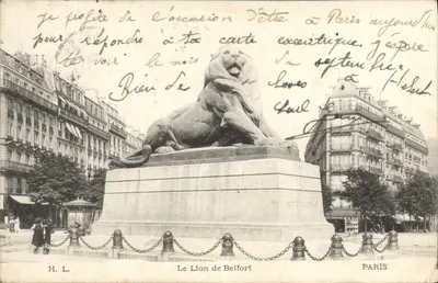 Bilhete postal antigo Paris Le Loin de Belfort