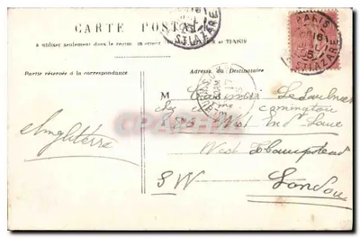 Bilhete postal antigo Paris Le Loin de Belfort — Verso