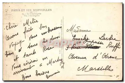 Paris — A Conciergerie — Editora: Paris e suas maravilhas, n°19 — Verso