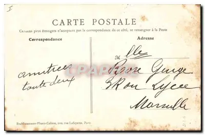 Bilhete postal antigo Paris Tour Saint Jacques — Verso