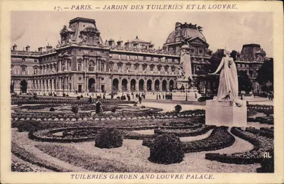 Paris — Jardim das Tuileries e o Louvre — Edições Artísticas A. L.