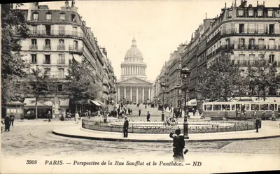 Paris — Perspectiva da Rue Soufflot e o Panteão — ND
