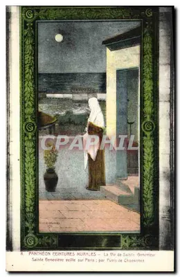 Santa Geneviève vigia sobre Paris — Pinturas Murais do Panthéon — por Puvis de Chavannes