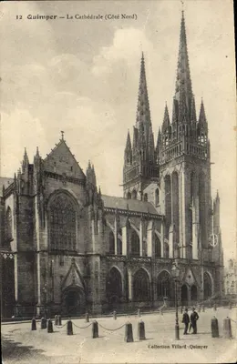 Quimper — A Catedral (Lado Norte) — Coleção Villard - Quimper
