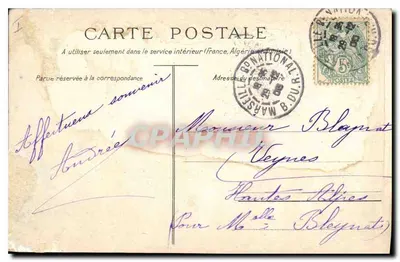 Marseille — Lantaarn van Sint-Maria en Basiliek Notre-Dame de la Garde — Uitgave C. Marlière — Achterkant