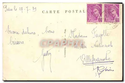 PAU — Plac Georges Clemenceau i basen — C.C. 267, wydawca Graphphil — Rewers