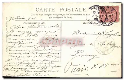 Bilhete postal antigo Castelo de Rambouillet visto das Ilhas — Verso