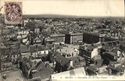Reims — Panorama para a Place Royale — Michaud, editores, Reims, n°4