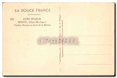 Sospel (Alpes-Maritimes) — Velhas Casas à beira da Bévéra — Les Éditions d'Art YVO, Paris — Verso