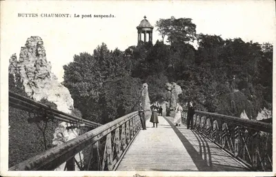 Buttes Chaumont: O ponte suspensa — Paris, França