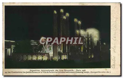 Os Jardins florais da Cidade de Paris e as Colunas luminosas — Exposição Internacional de Artes Decorativas, Paris 1925 — Georges Chevalier, escultor