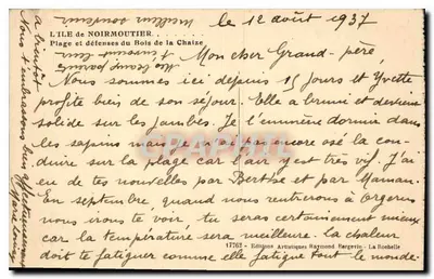 A Ilha de Noirmoutier — Praia e defesas do Bois de la Chaize — Edições Artísticas Raymond Bergerin — Verso
