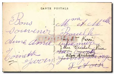 Bordeaux - Monument Gambetta — editore Cartes 'La Cigogne' — Verso