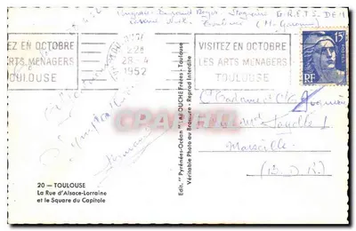 Toulouse — Rue d'Alsace-Lorraine e Piazza del Capitolo — Ed. 'Pyrénées-Océan' La Rue d'Alsace-Lorraine — Verso