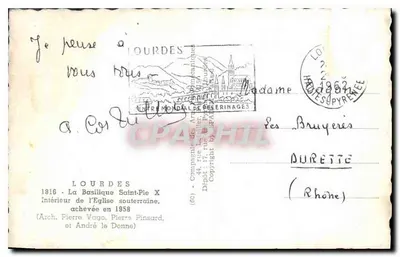 Lourdes — Interior da Igreja Subterrânea — Editor Cap — Verso